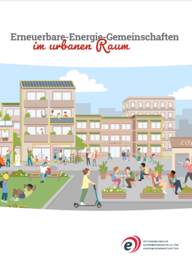 Deckblatt der Broschüre Erneuerbare-Energie-Gemeinschaften im urbanen Raum