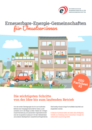 Deckblatt von dem Factsheet Erneuerbare-Energie-Gemeinschaften für Umsetzer:innen