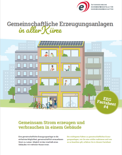 Deckblatt von dem Factsheet Gemeinschaftliche Erzeugungsanlagen in aller Kürze