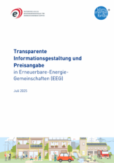 Coverbild des Folders "Transparente Informationsgestaltung und Preisangabe in Erneuerbare-Energie-Gemeinschaften (EEG)"