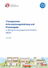 Coverbild des Folders "Transparente Informationsgestaltung und Preisangabe in Bürgerenergiegemeinschaften (BEG)"