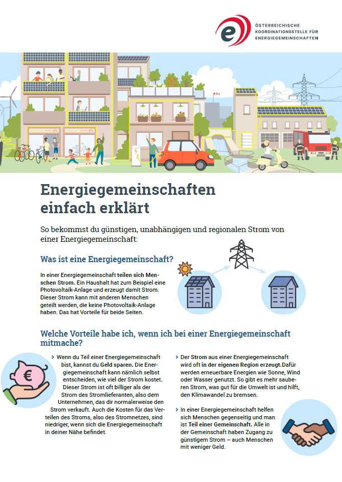 Broschüre zu Energiegemeinschaften einfach erklärt